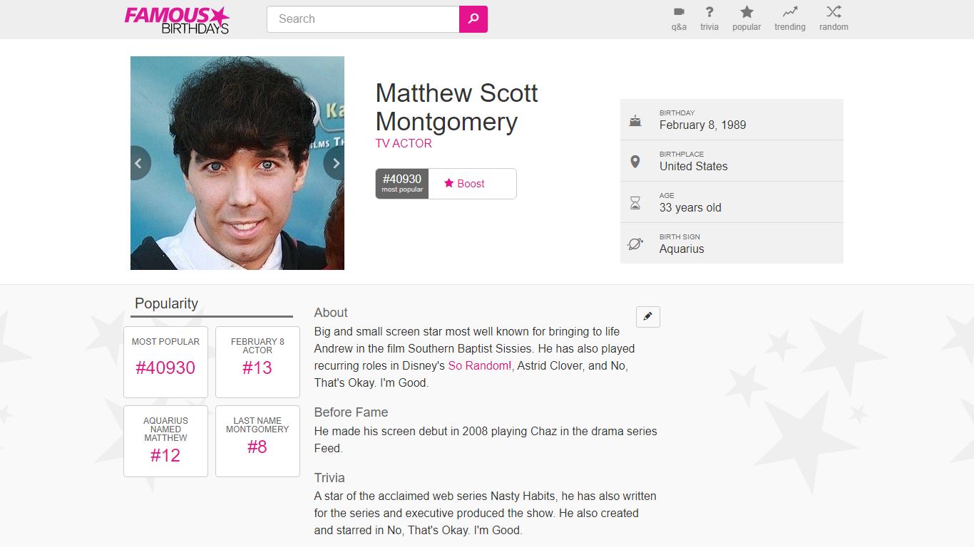 Matthew Scott Montgomery - Age, Family, Bio | Famous Birthdays